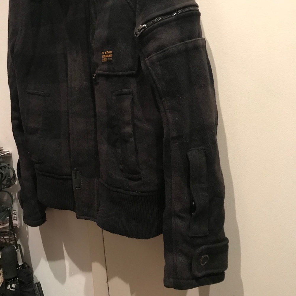 G STAR RAW Jacket Coat Plaid Wool Bomber Hood S M - Picture 5 of 9